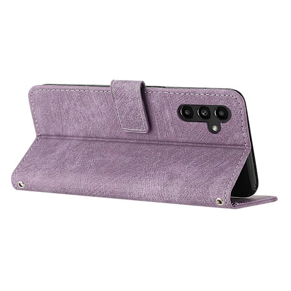 Til Samsung Galaxy M35 5G Etui Prægede Linjer Læder Telefon Cover Bogstil Foldbart Stativ[HK] Style B Multicolor