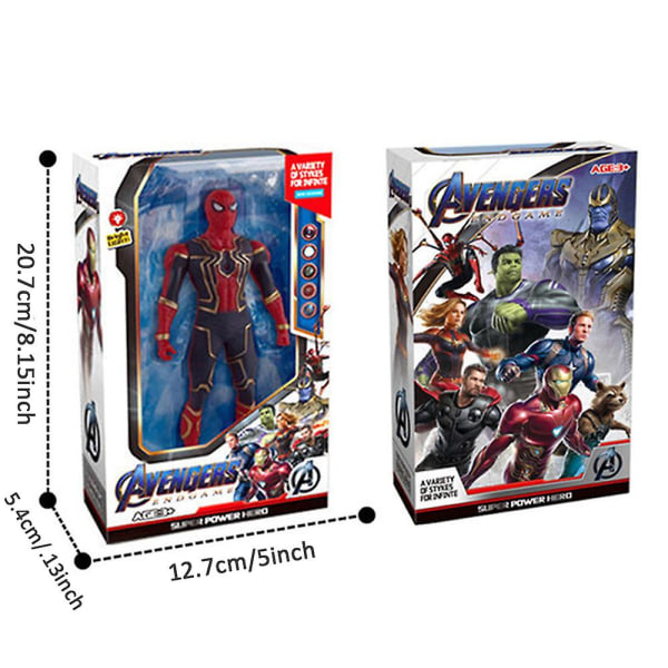 Marvel Avengers Iron-man Spiderman Actionfigurer Leksaker  Captain America Superhjälte Leksak Med Ljus Barnpresenter[HK] Spider-Man