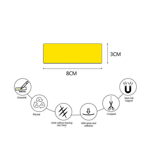 60 Pack Tørslet magnetiske etiketter Magneter Klistermærke Genanvendelige magnetiske navnemærker Vandtæt magnetisk L([HK])