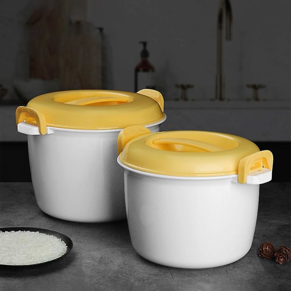 Bærbar Mikrobølgeovn Risskoger Multifunktionel Damper 2800ml Isolering Frokostboks Dampning Ut[HK] WhiteYellow