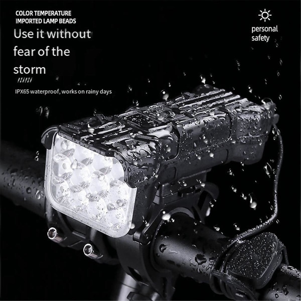 Polkupyörän valo 12 valoa yöajoa kirkas taskulamppu USB -ladattava ulkona maastopyöräily ([HK])