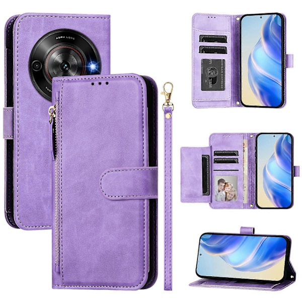 Plånboksfodral med dragkedja PU-läder för ZTE Blade A75 5G / Nubia Focus[HK] Purple