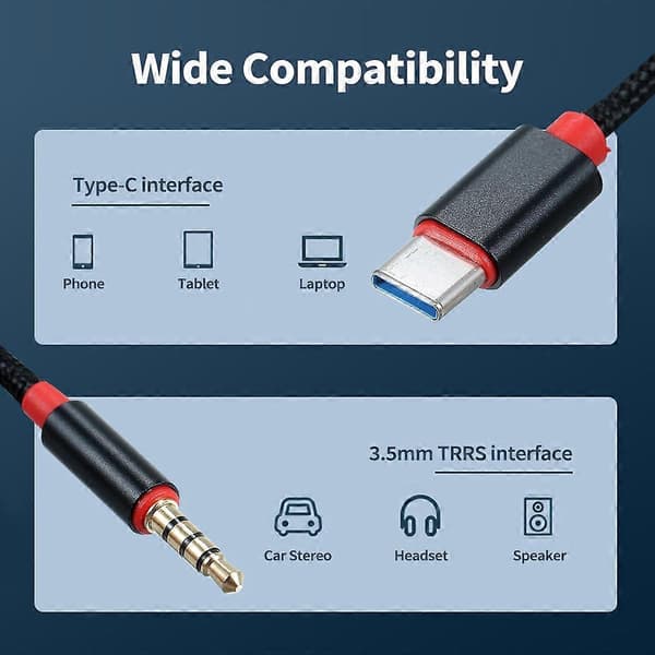 USB-C til 3,5 mm hodesettadapterkabel, 0,95 m, svart[HK]