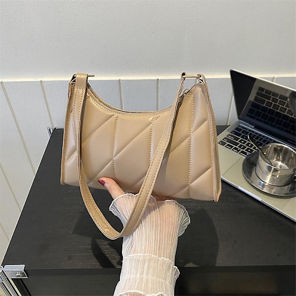 \"PU Läder Rutig Quiltad Dam Axelväska Casual Crossbody Väska Hobo Handväska\"[HK] 1 Pcs Green
