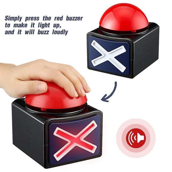 4 stk Game Buzzer, Game Buzzer Alarm Sound Play Button With Light Trivia Quiz Got Talent Buzzer Game[HK]