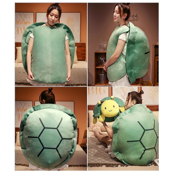 Bærbar skildpaddeskalpude Voksengigantisk skildpaddekostume Funny Dress Up Vægtet skildpaddeplys, stor skildpaddekropspude[HK] green*80cm