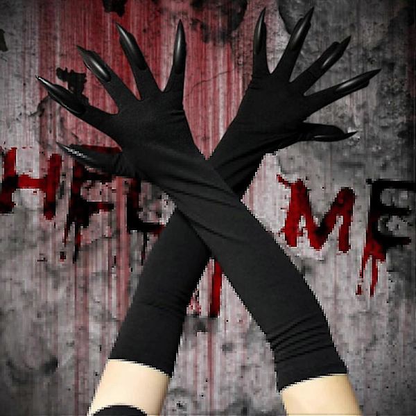 Noitavihkan käsineet Kynsikäsineet Cosplay, pitkät kynnet Klovnin kynnet Haamu kynsi käsine Noitavihan Paholainen kynsi käsi peitteet Hieno pukeutuminen Cosplay esitys rekvisiitta Hopea