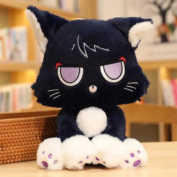 25/35 cm Anime Genshin Impact Kawaii Scaramouche Black Cat Plyschleksak Mjuk Wanderer Pet Cosplay Doll Leksaker För Barn Presenter[HK] 32cm-35cm cat with mouth