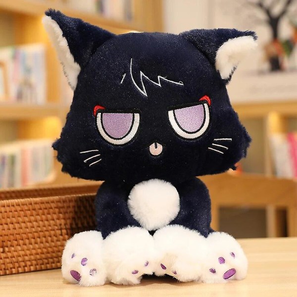 25/35 cm Anime Genshin Impact Kawaii Scaramouche Black Cat Plysj Leke Utstoppet Myk Wanderer Pet Cosplay Dukke Leker For Barn Gaver[HK] 32cm-35cm cat with mouth