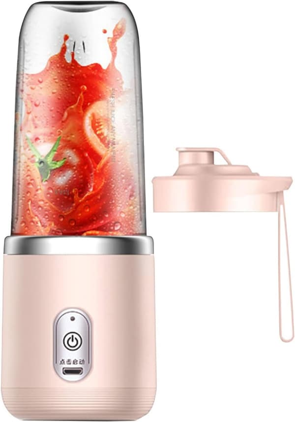 Bærbar Mini Blender 400ml USB Genopladelig Pink[HK] Pink Single lid