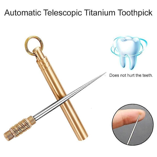 2 STK Tandstikker Nøglering Messing Lomme Tandstikker med Metal Tandstikkerholder [HK]
