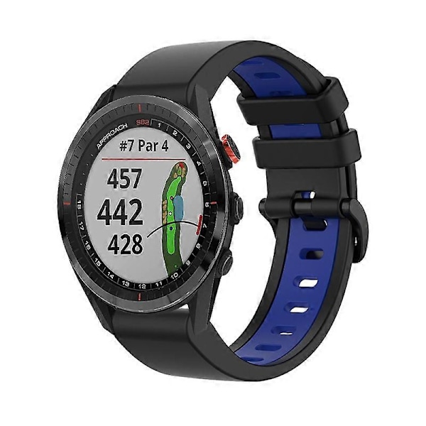 Silikoninen kellon ranneke Garmin Approach S62 -kelloon Black Blue