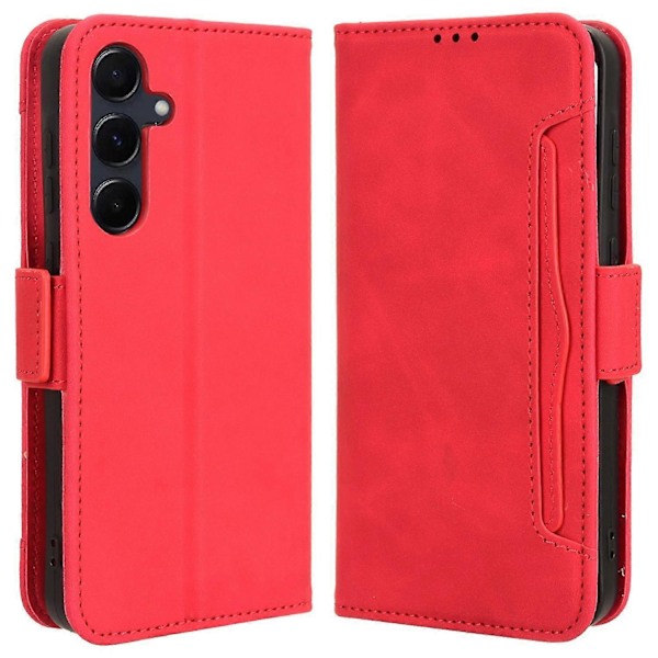 Læder telefoncover med flere kortpladser og stativ til Samsung Galaxy A55 5G -[HK] Samsung Galaxy A55 5G Red
