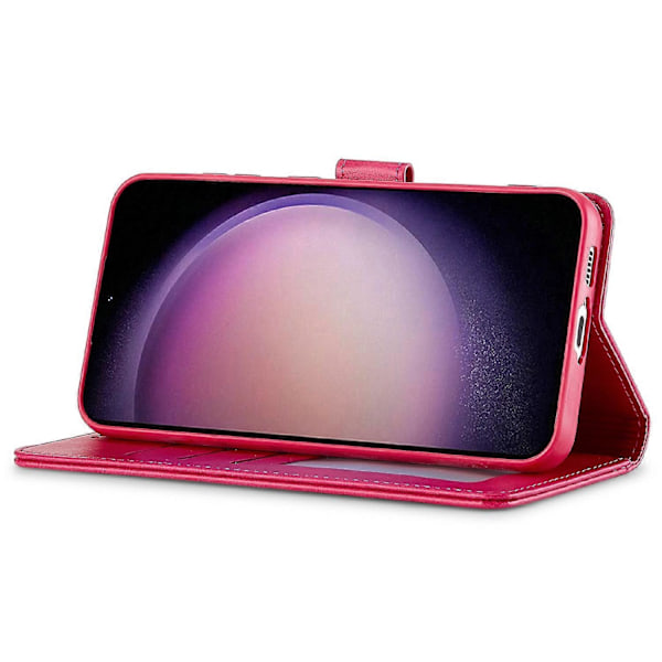 LC.IMEEKE Fodral till Samsung Galaxy S25 Kalvtextur PU Läder Ställ Plånbok Mobilskal - Grå[HK] Rose Multicolor