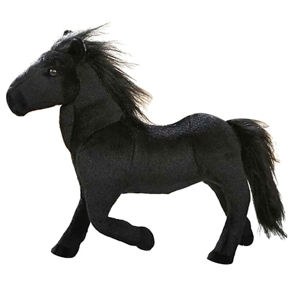 Simulerad Hästdocka Plyschleksak Vit Häst Brun Häst Julklapp Soffmöbler Dekoration[HK] Black