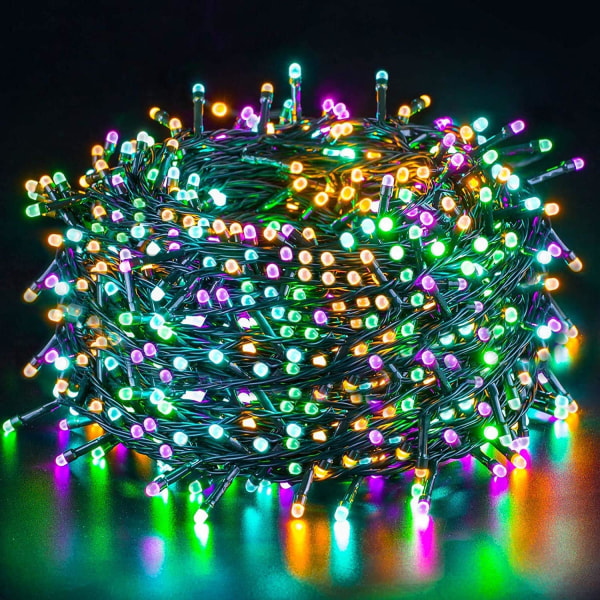 12M 100 LED julslingor Flerfärgad Vattentät/Timer, 8 ljuslägen Lampa, Bröllopsslingor, Jul Utomhus Inomhus Mood De