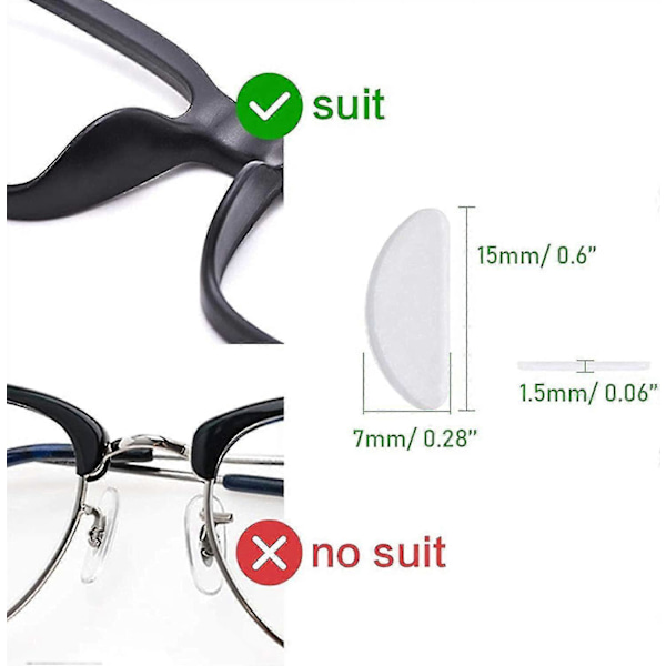 20 Par Glasögon Näskuddar Halkfria Silikon Mjuka Näskuddar Självhäftande Näskuddar (transparenta, 1,5 mm) [HK]