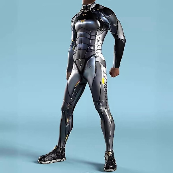 Iron Robot Jumpsuit 3D-tryckt Bodysuit Halloween Karneval Party Kostym för Män[HK] 3XL