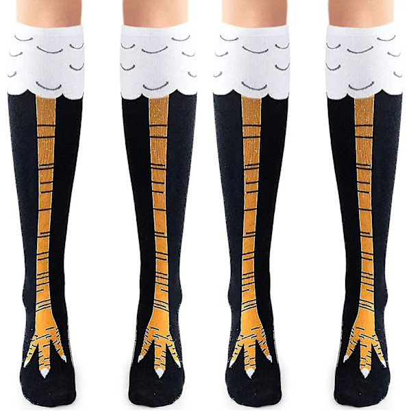 2 par kyllingfotsokker Nyhet Morsomme Galskap Kyllingbensokker Kalkunsokker Morsomme Gaver Til Fest[HK] Black Yellow Claw mid-calf
