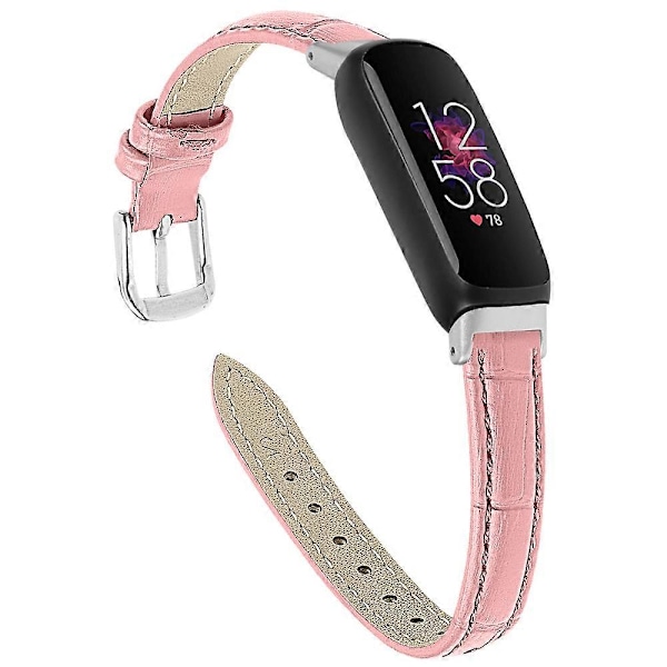 Ersättningsarmband för Fitbit Inspire 3, Bambu-mönstrat PU-läder, Justerbart klockarmband [HK] Pink