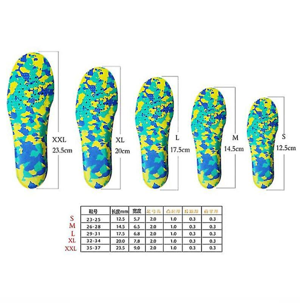 Caraele Kids Barn Orthotics Innleggssåler Korreksjonspleieverktøy for barn Flatfotbuestøtte Ortopedisk innleggssåler Sportssko-puter[HK] S 23-25