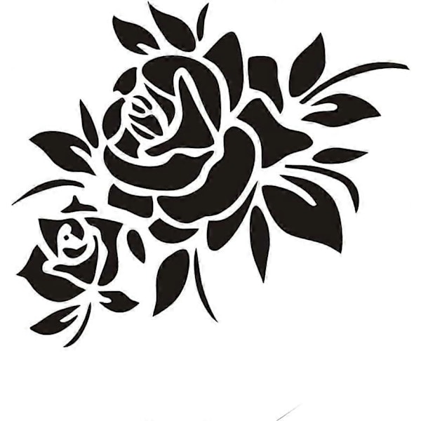 Svart Blomdekal för Bil, Anti-Repa Dörrdekal Skydd Vinyl Grafik Dekal för Bilhuv Reflekterande Stötfångardekal [HK]