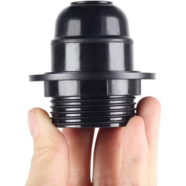2 stk/pakke Edison Skrue ES E27 Pære Lampeholder Pendel Fatning Sort Bakelit[HK]