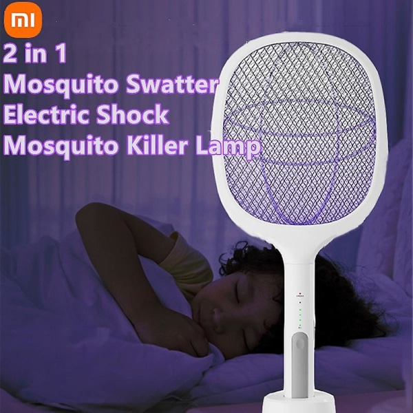 HKK  Xiaomi Mosquito Swatter 2 i 1 Myggestikker med UV-lampe USB 1200mAh Genopladelig Fluesmækker