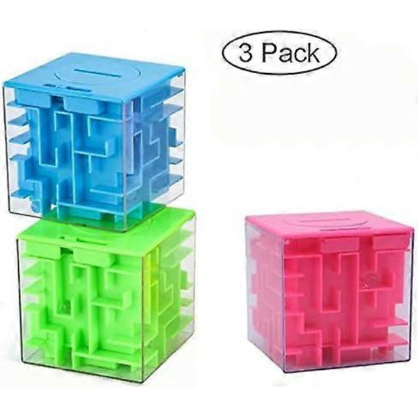 Marstoy Pengar Labyrinth Pusselbox, Pengarhållare Pussel Presentask för Barn och Vuxna, Unikt Sätt att Ge Presenter på Födelsedag Jul (3-pack)[HK]