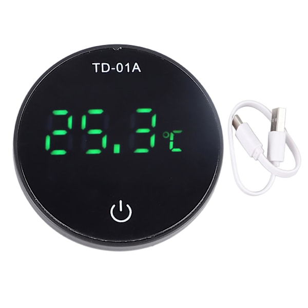 HKK Digital Akvarietermometer, Noggrann LED-display, USB-laddningsbar, Pekskärm, Baksida Lim, Akvarium Temperaturmonitor