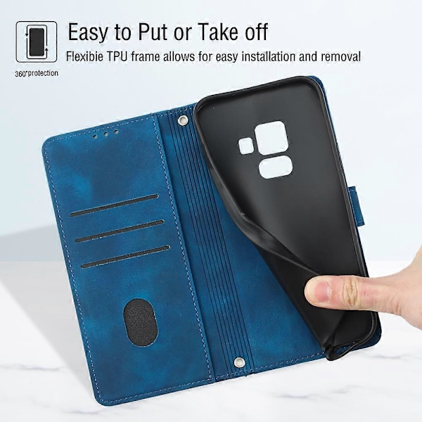 Læder Etui Til Samsung Galaxy A8+ 2018[HK] Blue
