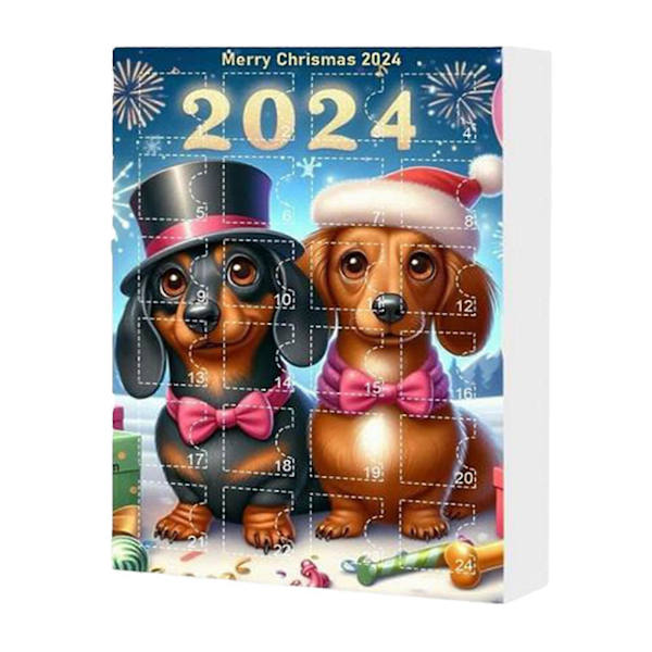 Ny 2024 Julekalender Adventskalender Samleobjekt Morsom Hund Sett     farge