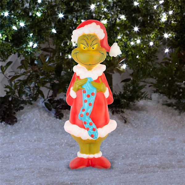 Jouluinen LED-valaistu Grinch-kyltti koristeluun pihaan, puutarhaan ja ulkotiloihin, joulukoristeet