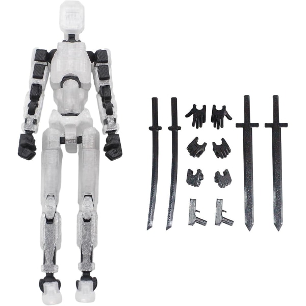 T13 Actionfigur, Titan 13 Actionfigur, 3D-tryckt multiledbar rörlig T13 Actionfigur, Lucky 13 Actionfigur Skrivbordsdekor Present[HK] Transparent