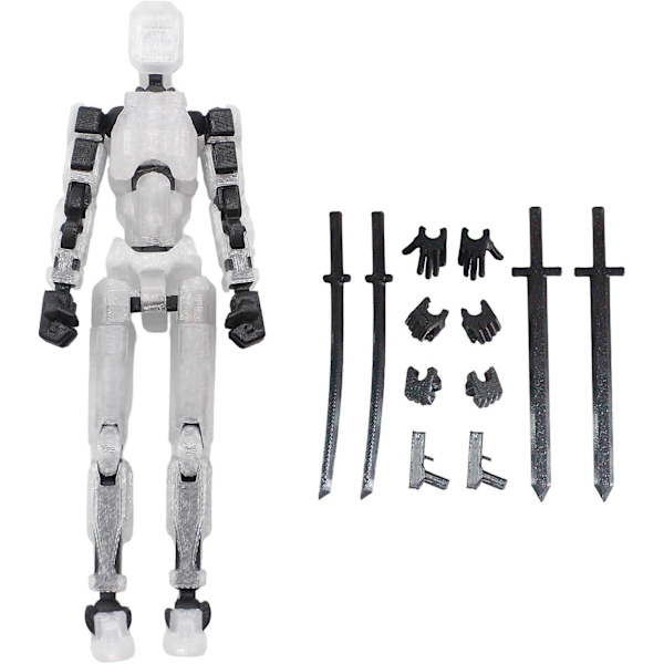 T13 Actionfigur, Titan 13 Actionfigur, 3D-trykt multi-leddet bevægelig T13 Actionfigur, Lucky 13 Actionfigur Dekoration til skrivebordet Gave[HK] Transparent