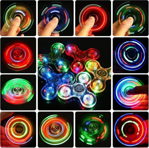 LED Fidget Spinners - Ljusande Partyfavoriter & Stresslindrande Leksaker - Påskpresenter för Barn 5-pack[HK]