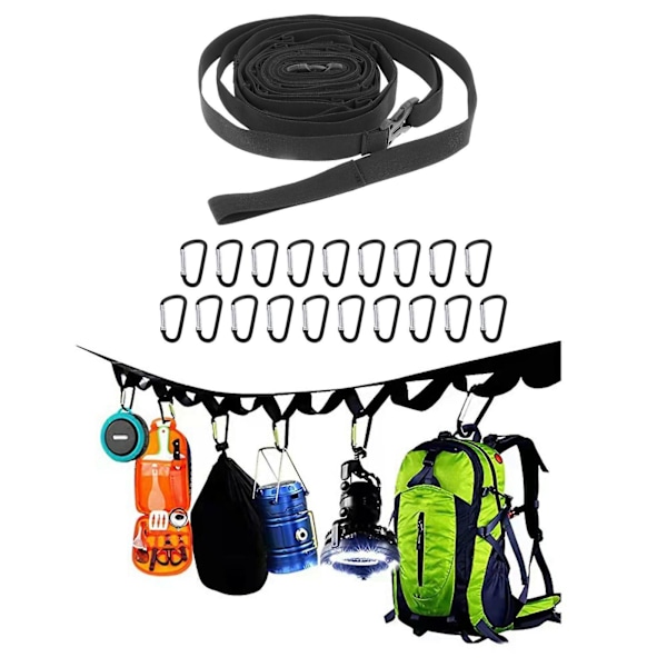 Utomhus Camping Lanyard Rep Campsite Förvaringsrem för Klädlina Hängare Med Krokar[HK]