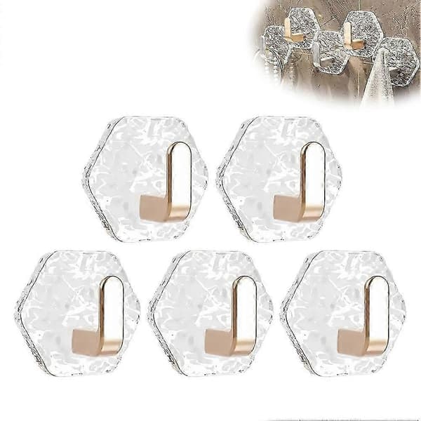 Poraamattomat liimakoukut - Glacier DesignVahva pitoMonikäyttöinen[HK] Golden 5pcs