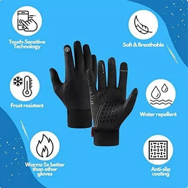 Dodorado Handskar, Premium Termohandskar, Unisex Vintervarma Pekskärmshandskar[HK] Black m