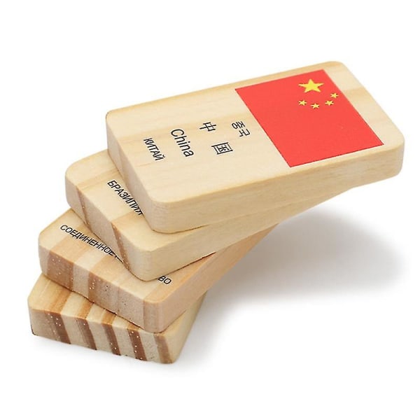 100 st Flerspråkig land National Flagga Domino Träleksaker Förstå världen Domino Block Tidig utbildning Kognitivt spel[HK] China