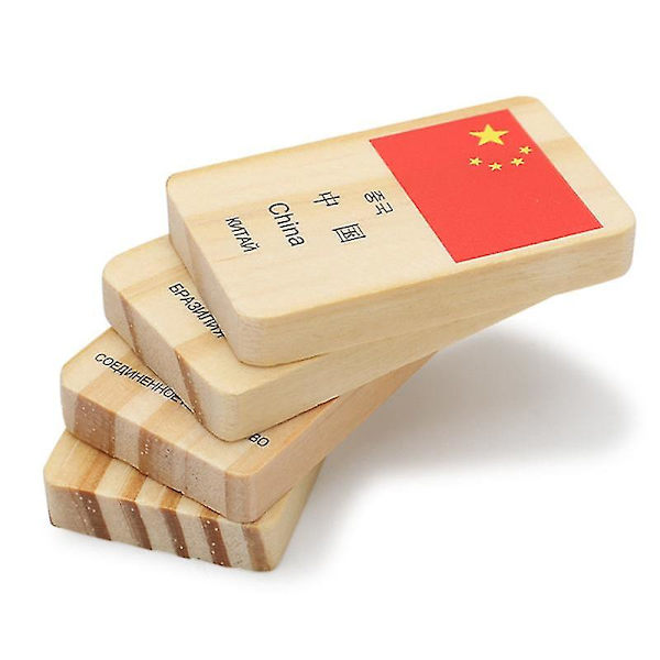 100 st flerspråkiga flaggor Domino i trä leksaker Förstå världen Domino block Tidig utbildning Kognitivt spel[HK] Russian Federation