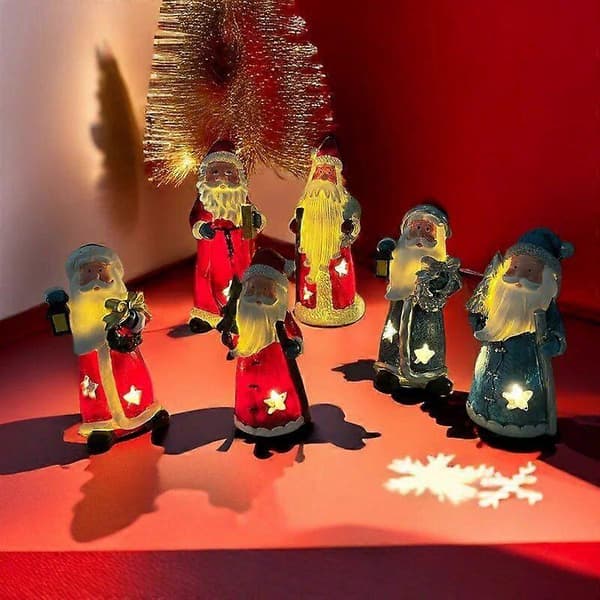 Jul tomte staty med LED-lampor heminredning julprydnader dekorativa nyårs bästa present [HK] C Red