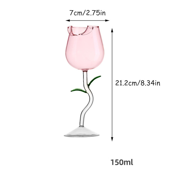 Ruusunmuotoiset Viinilasit, Luovat Punaviinilasit Cocktail-Mehulaseja Juhliin, Illalliseen, Hääjuhliin ja Festivaaleille [HkkK] Pink 150ml