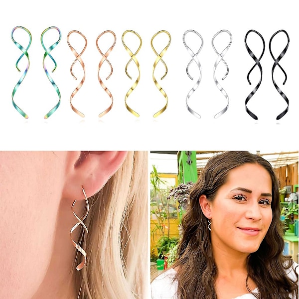 Spiral Tassel Øreringe Lange Øreringe Spiral Øre Line Spiral Øreringe[HK] Gold