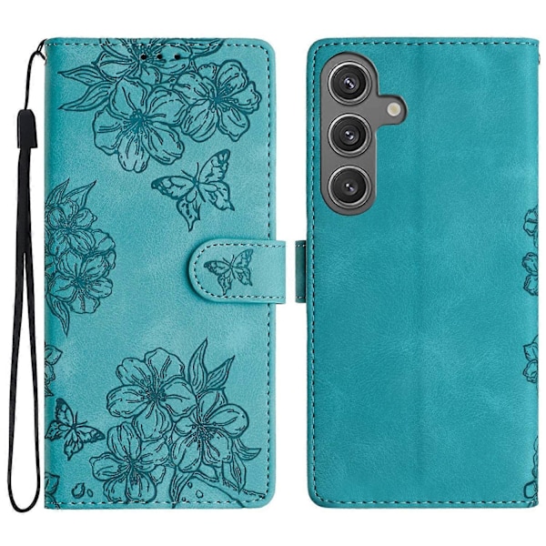För Samsung Galaxy S24 Mobilskal Präglat PU Läder Plånboksställ Anti-Fall Skydd [HK] Style E Multicolor