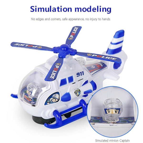 Helikopterleksak, Helikopter med 4D Fantastiska Realistiska Ljus och Ljud, Automatisk Bump Go Leksak för Barn Pojkar Flickor, Födelsedag eller Julgåva[HK] B
