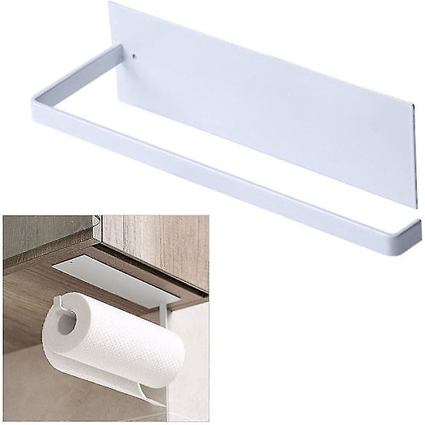 HKK  Self Adhesive Kitchen Roll Holders Kitchen Paper Towel Rack Holder No Drilling White