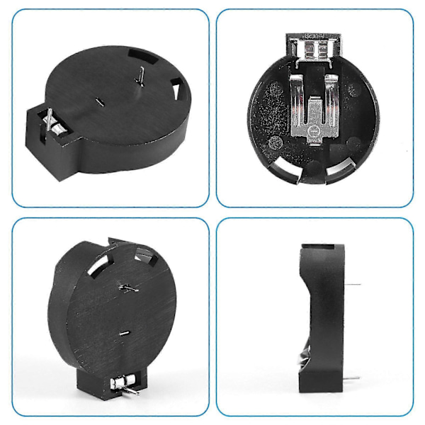 2 stk. Cr2450 Knappcelle Batterisokkel Holder Kasse 2 Pins Svart[HK]