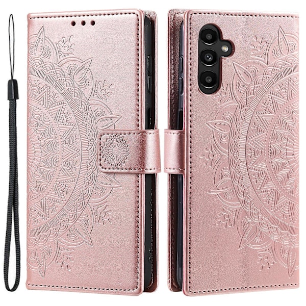 För Samsung Galaxy S25 Plus Skal Präglat Totem PU Läder Plånbok Ställ Telefonskydd [HK] Rose Gold