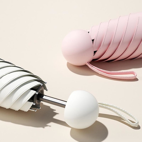 Matka 5-osainen 6-puolainen mini sateenvarjo UV-suojattu kokoontaitettava sateenvarjo, kapselikotelolla [HK] Style A Beige